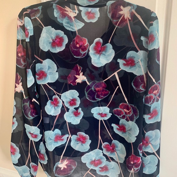 1.State ORCHID Floral Tie FRONT Blouse XS - Picture 3 of 4